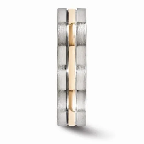 Edward Mirell Titanium And 14k Rose Gold Grooved Band