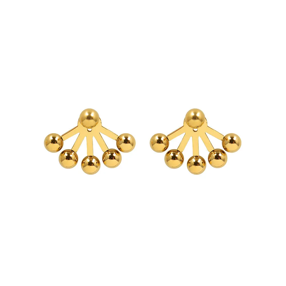 Elegant Steel Bead Earrings in 18K Gold - Planderful Collection