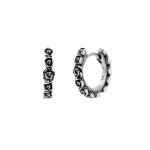 Elegant Sterling Silver Rose Textured Hoop Earrings