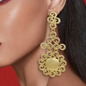 Elegant Two-Tone Long Dangle Drop Earrings