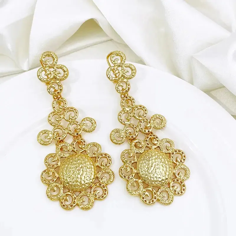 Elegant Two-Tone Long Dangle Drop Earrings