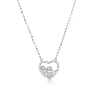 Endless Heart 925 Rhodium Plated Plain Stone Heart Chain Pendant
