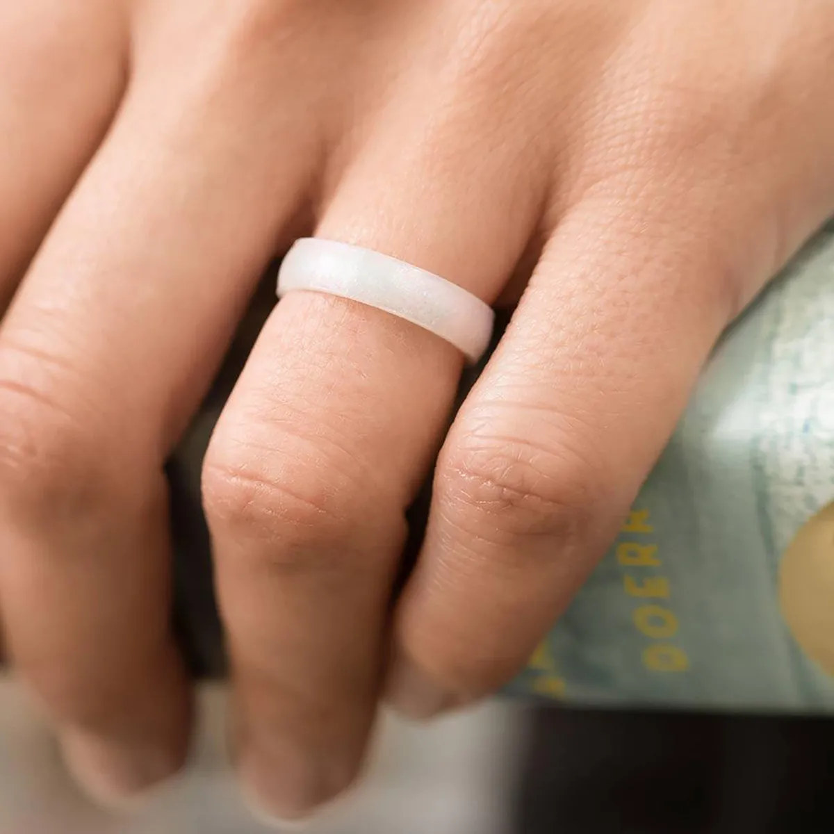 Enso Rings Thin Birthstone Series Silicone Ring - Opal