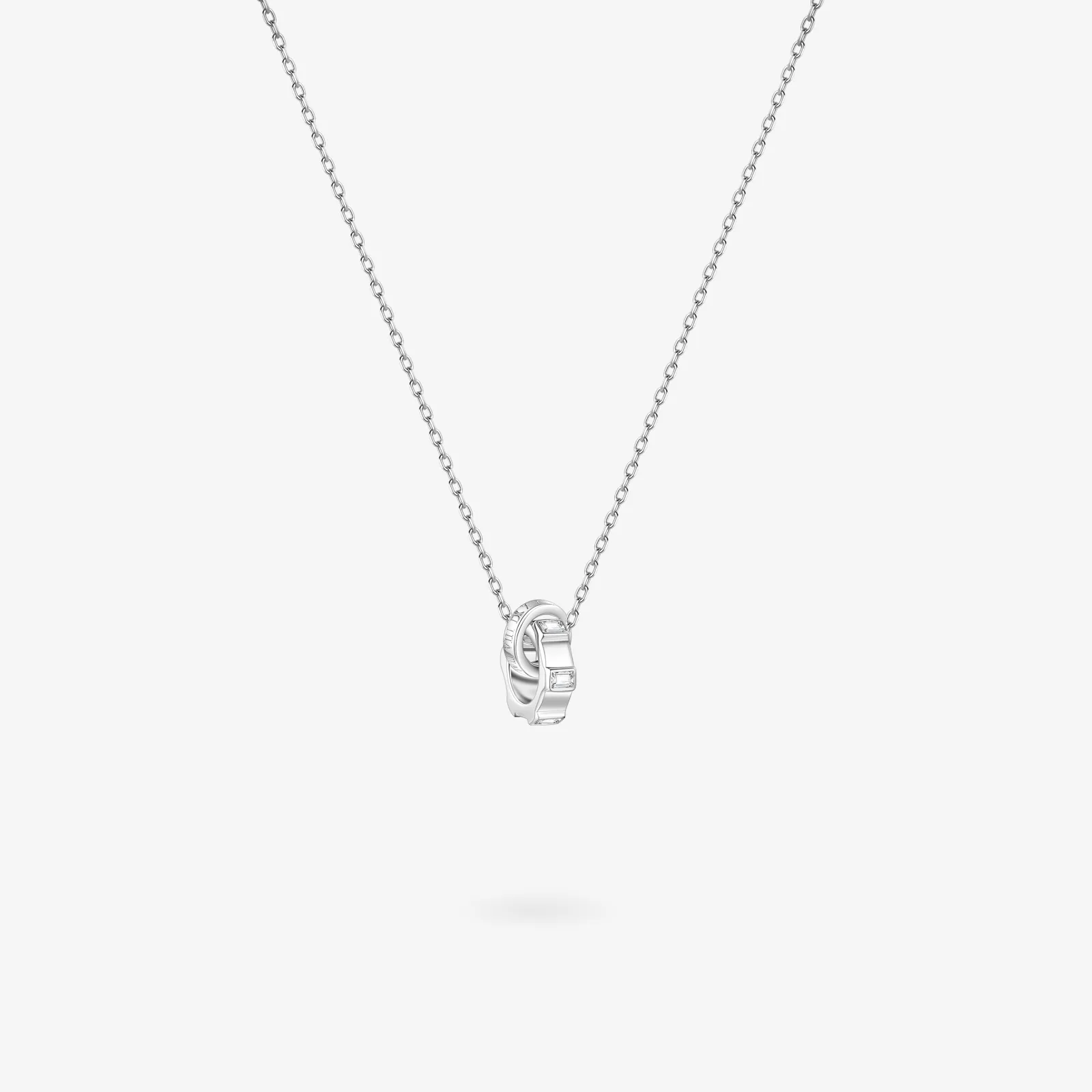 FANCIME "Infinite Time Lock" Couples Promise Matching Sterling Silver Necklaces