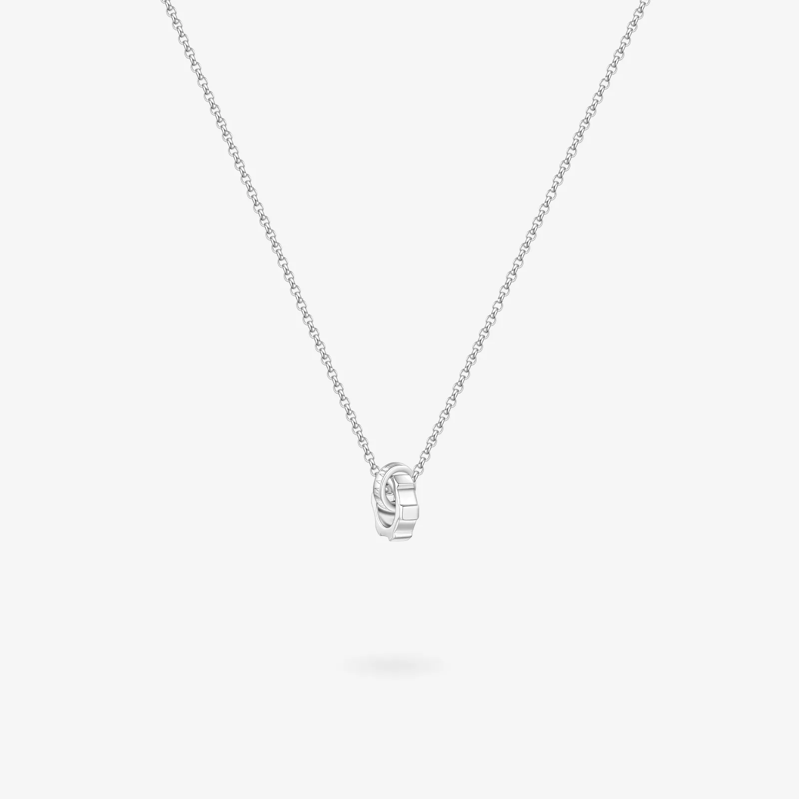 FANCIME "Infinite Time Lock" Couples Promise Matching Sterling Silver Necklaces