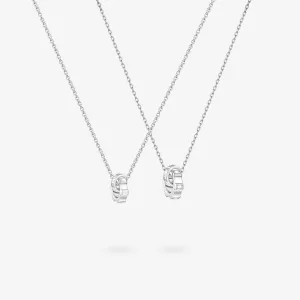 FANCIME "Infinite Time Lock" Couples Promise Matching Sterling Silver Necklaces