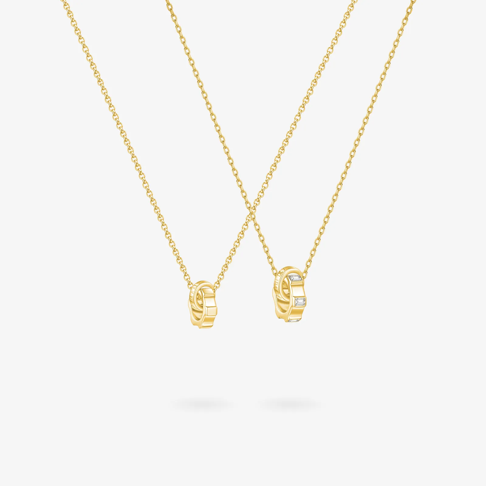 FANCIME "Infinite Time Lock" Couples Promise Matching Sterling Silver Necklaces