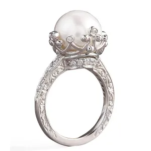 Fashion Luxury Simulated Pearl Engagement Rings for Women