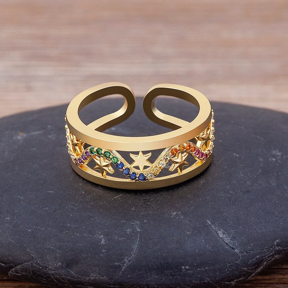 Fashion Luxury Star Shape Women Wedding Rings