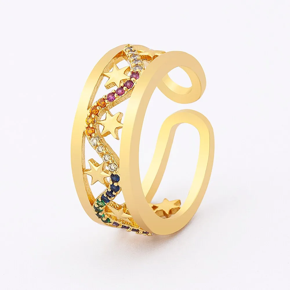 Fashion Luxury Star Shape Women Wedding Rings
