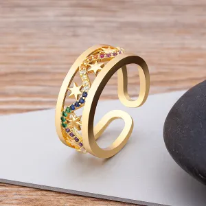 Fashion Luxury Star Shape Women Wedding Rings
