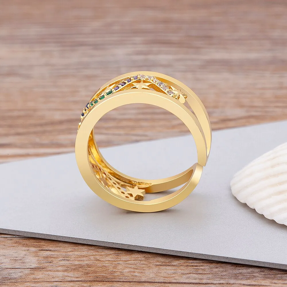 Fashion Luxury Star Shape Women Wedding Rings