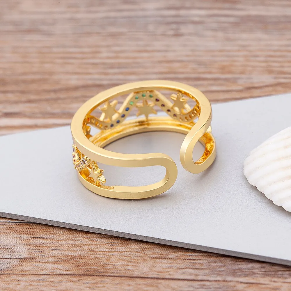 Fashion Luxury Star Shape Women Wedding Rings