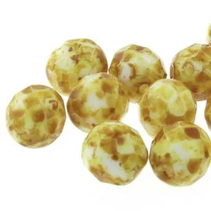 Fire Polished 8mm Chalk Travertine 20/Strand
