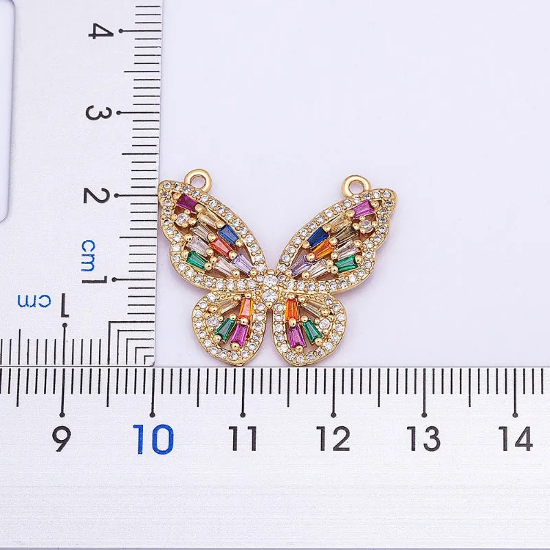 Fluttering Colorful Rhinestone Encrusted Butterfly Pendant Necklaces