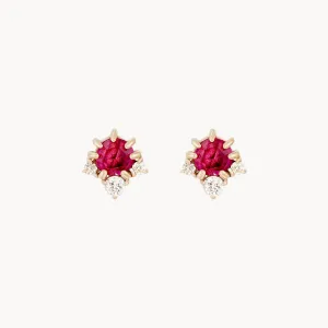 Full Moon Glow Diamond Ruby Earring (Gold)