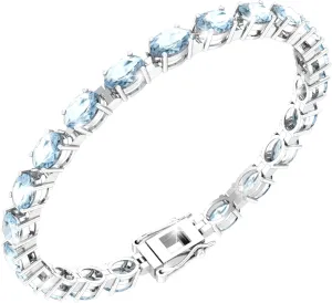 Gemstone Tennis Bracelet With 21 Oval Gems, 925 Sterling Silver Birthstone Bracelet, 7" Box and Tongue Latch