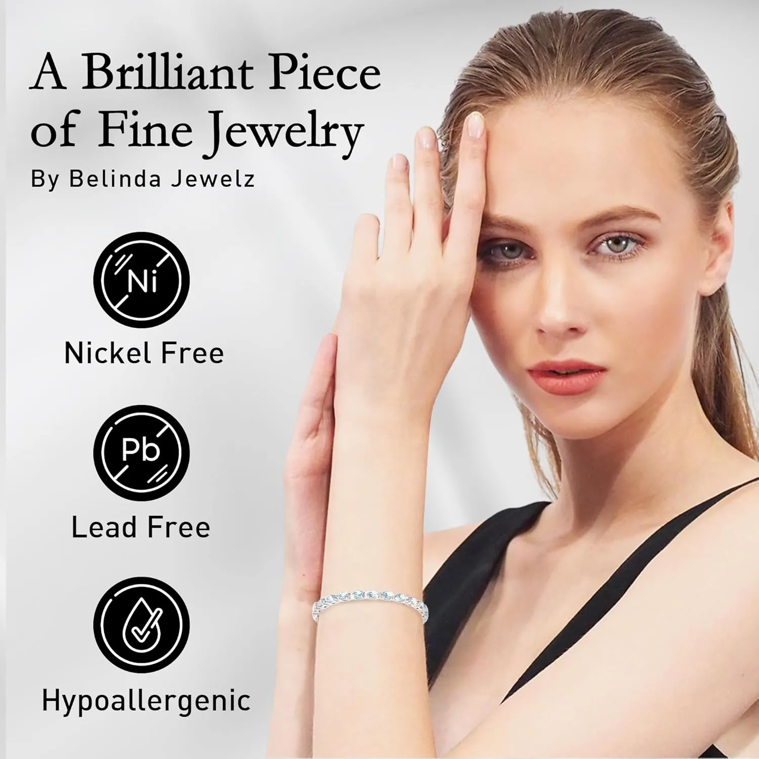 Gemstone Tennis Bracelet With 21 Oval Gems, 925 Sterling Silver Birthstone Bracelet, 7" Box and Tongue Latch