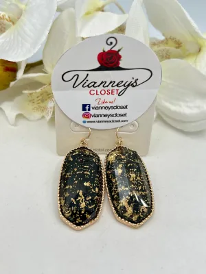Genesis Black & Gold Dangle Fishhook Earrings