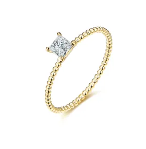 GIA Certified Princess Cut Beaded Diamond Ring