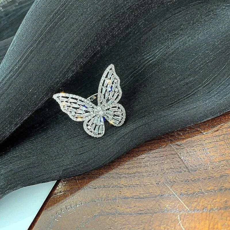 Glistening Rhinestone Filled Butterfly Rings