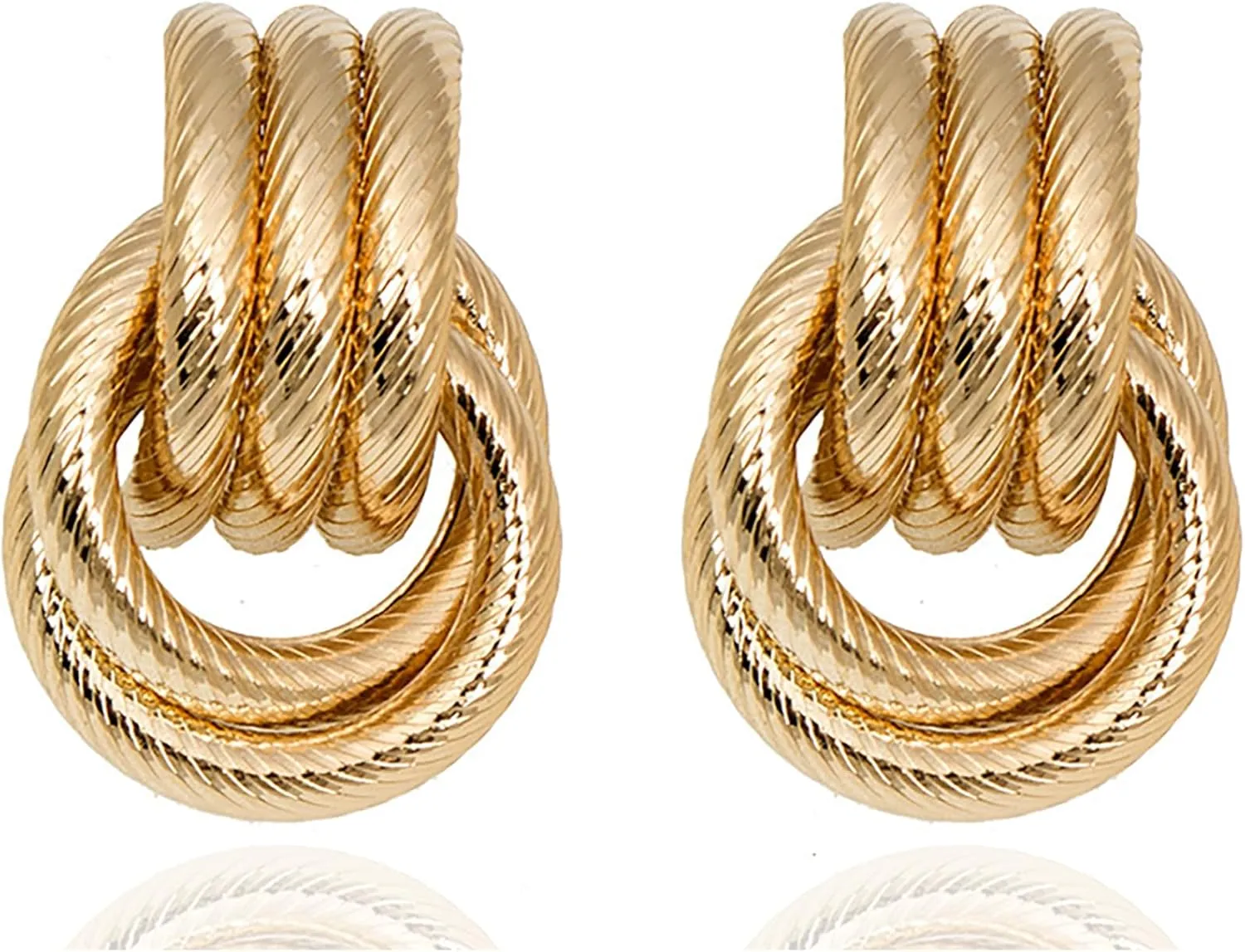 Gold Earrings for Women Trendy Chunky Hoop Earrings Trendy Golden Knot Earring Link Drop Dangle Earrings Statement Stud Earring Prom Earringss for Women 2025