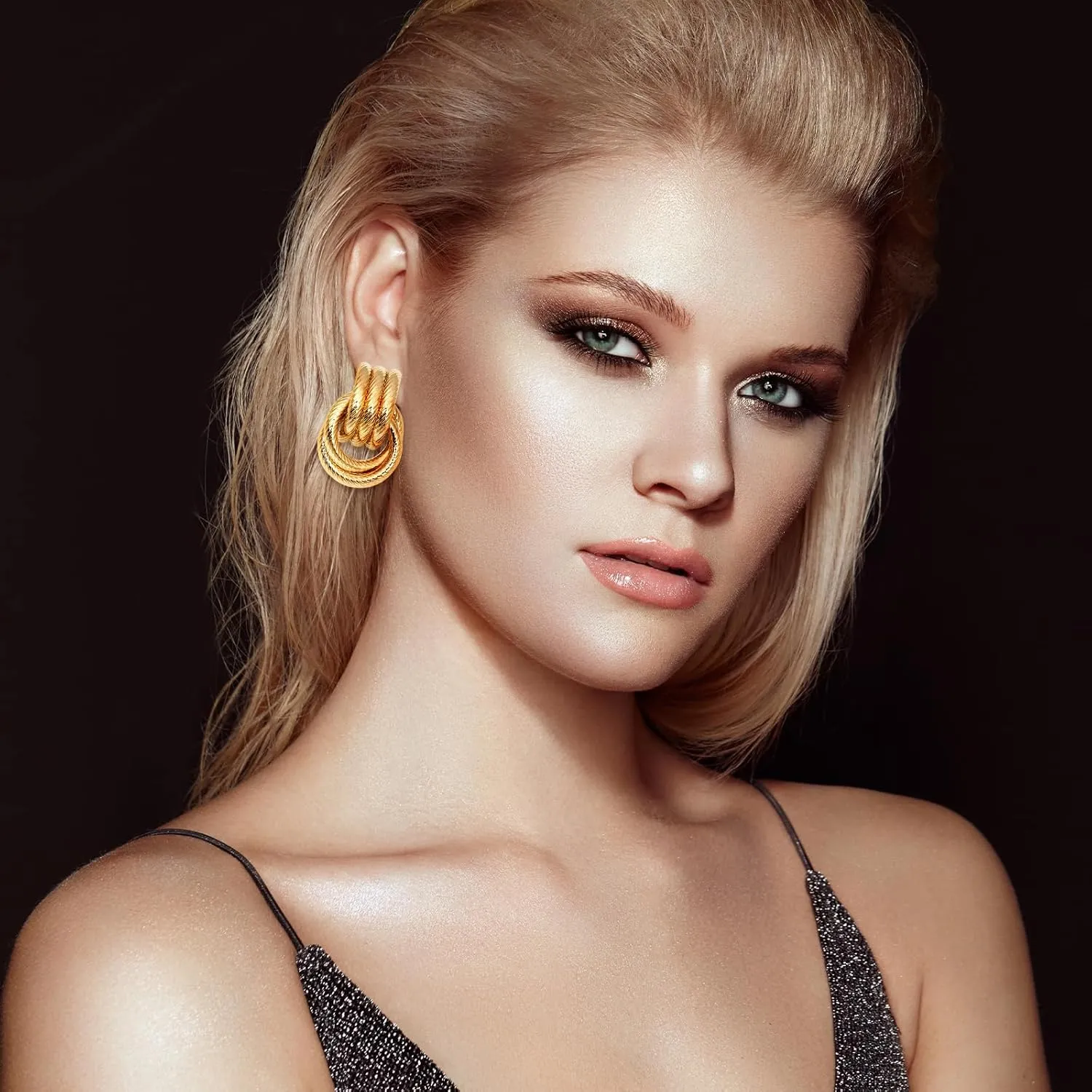Gold Earrings for Women Trendy Chunky Hoop Earrings Trendy Golden Knot Earring Link Drop Dangle Earrings Statement Stud Earring Prom Earringss for Women 2025