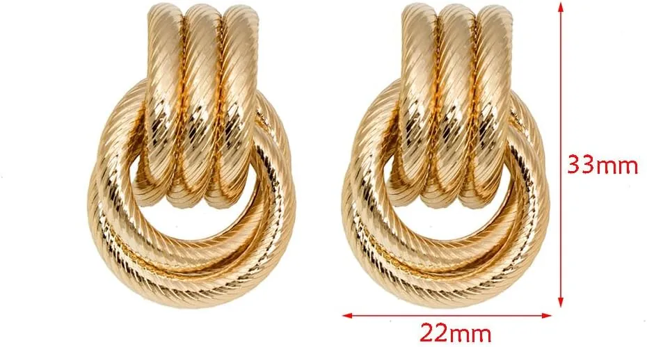 Gold Earrings for Women Trendy Chunky Hoop Earrings Trendy Golden Knot Earring Link Drop Dangle Earrings Statement Stud Earring Prom Earringss for Women 2025