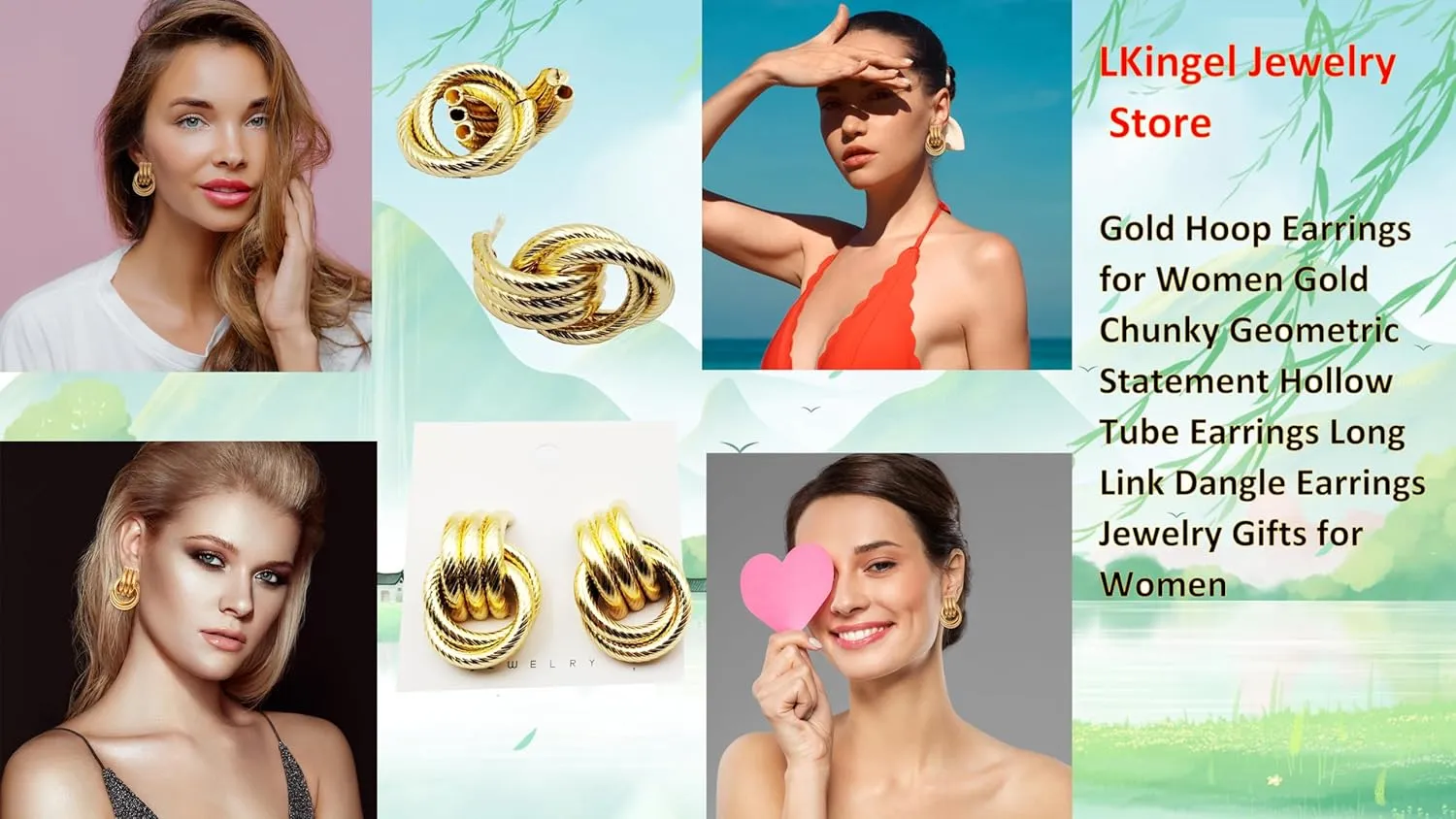 Gold Earrings for Women Trendy Chunky Hoop Earrings Trendy Golden Knot Earring Link Drop Dangle Earrings Statement Stud Earring Prom Earringss for Women 2025