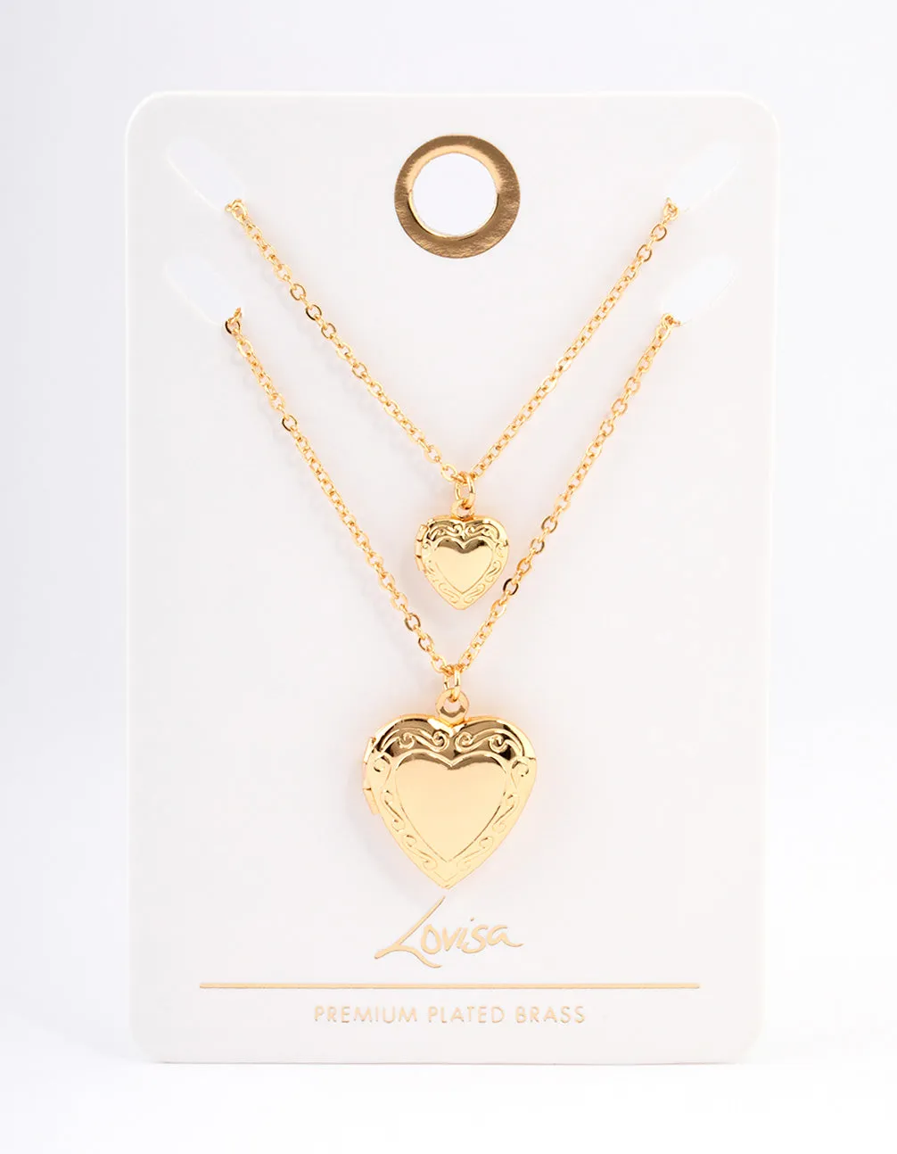 Gold Plated Brass Heart Locket Necklace Pack