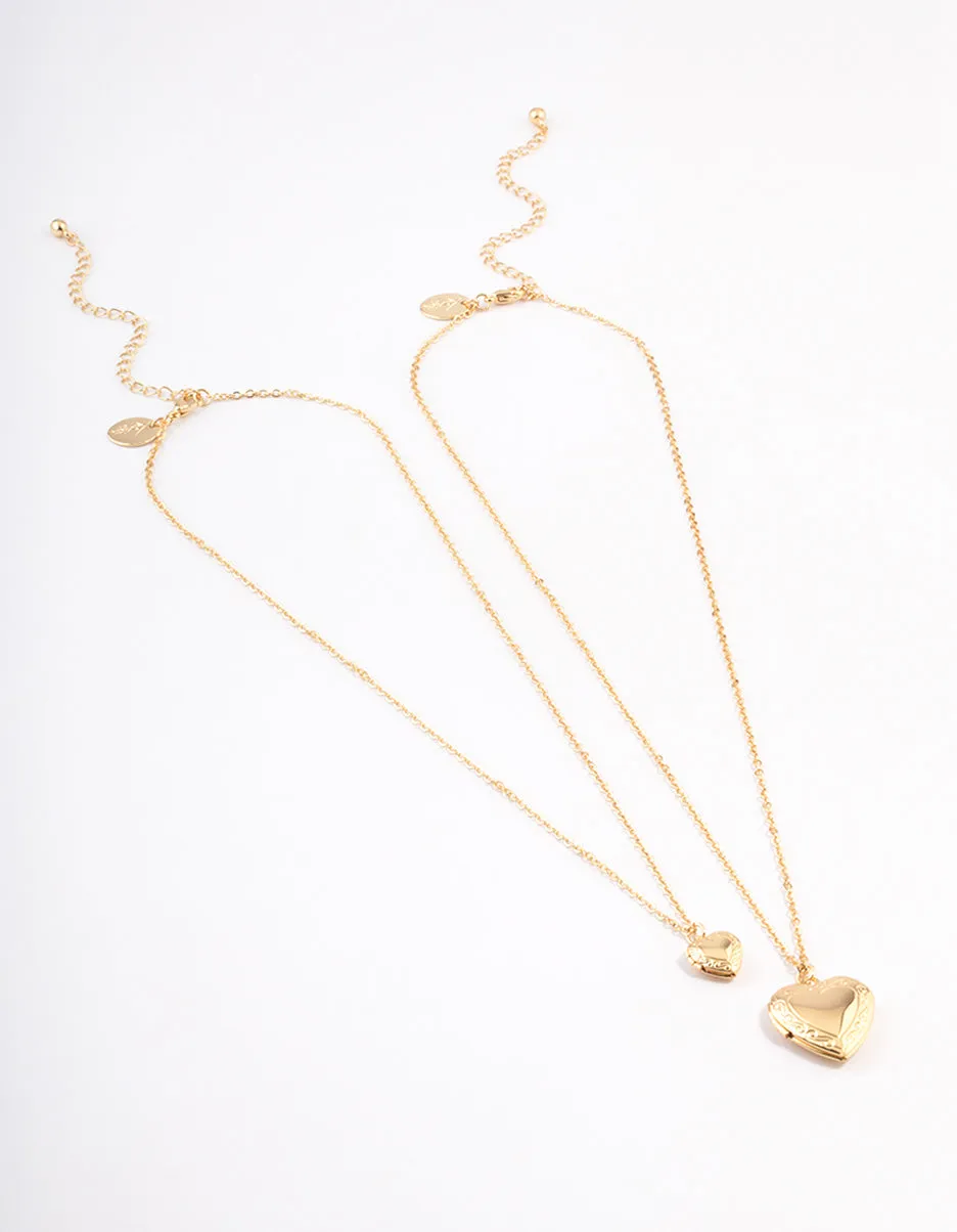 Gold Plated Brass Heart Locket Necklace Pack