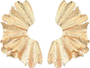 Gold Statement Earrings for Women Large Gold Earrings Gold Flower Earrings Ginkgo Leaf Earrings Summer Beach Party Jewelry for Women