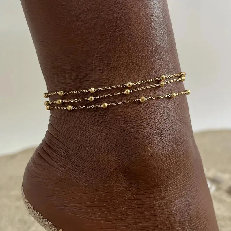 Golden Bubble Trio Anklet