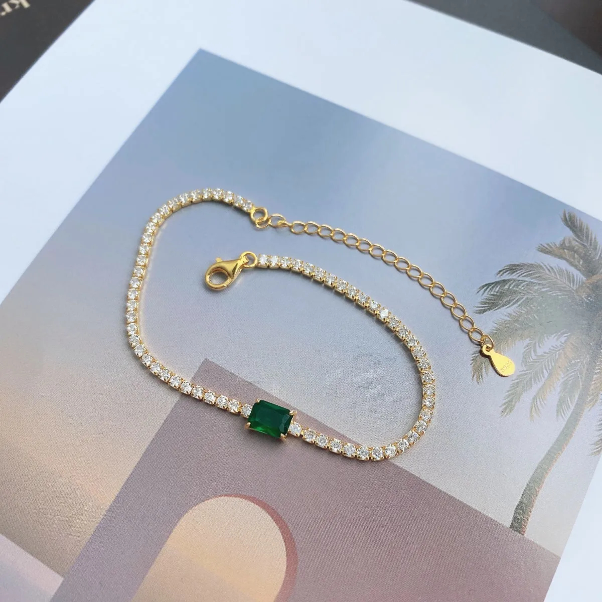 [Goodv]1.0 Carat Unique Emerald Cut Banquet Bracelet