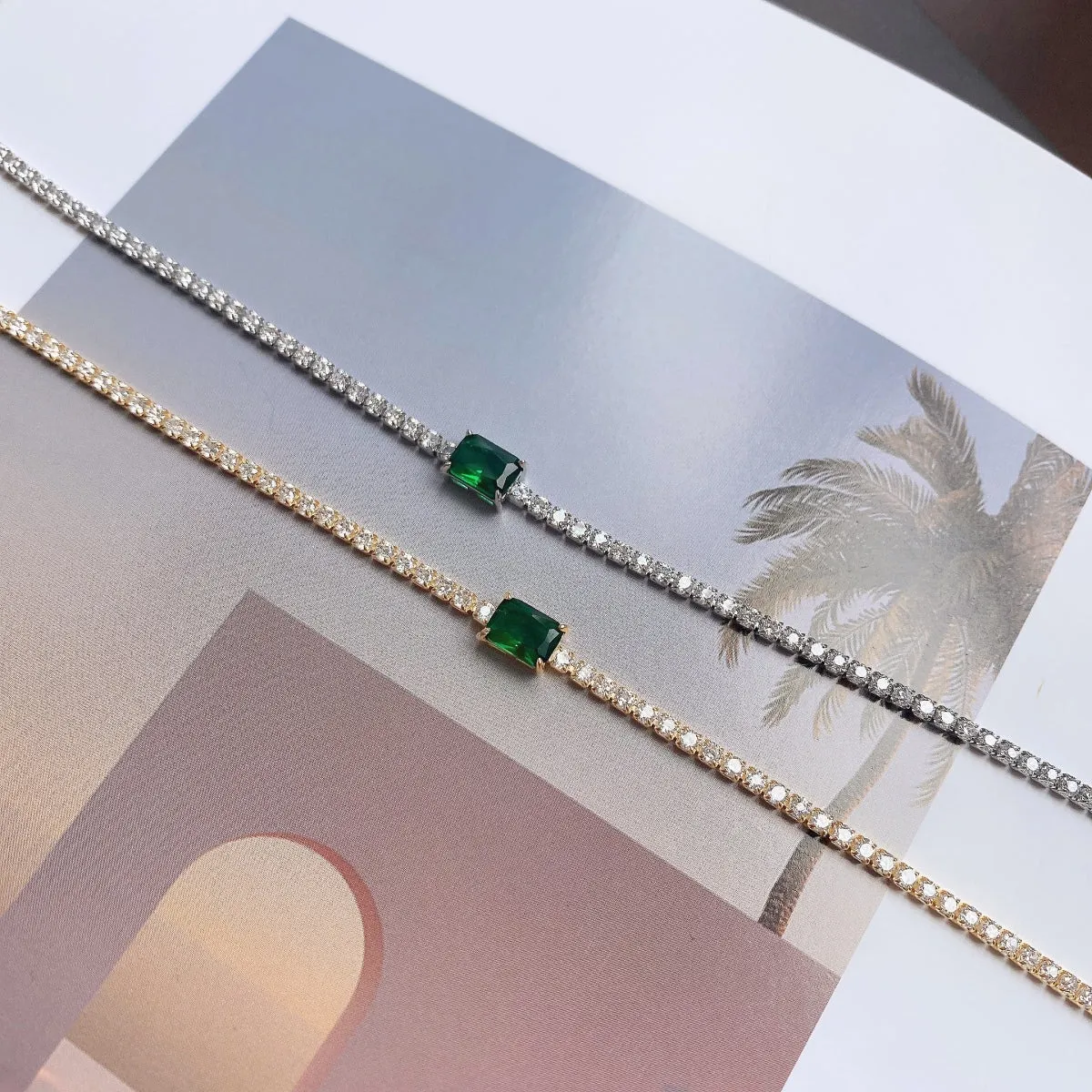 [Goodv]1.0 Carat Unique Emerald Cut Banquet Bracelet