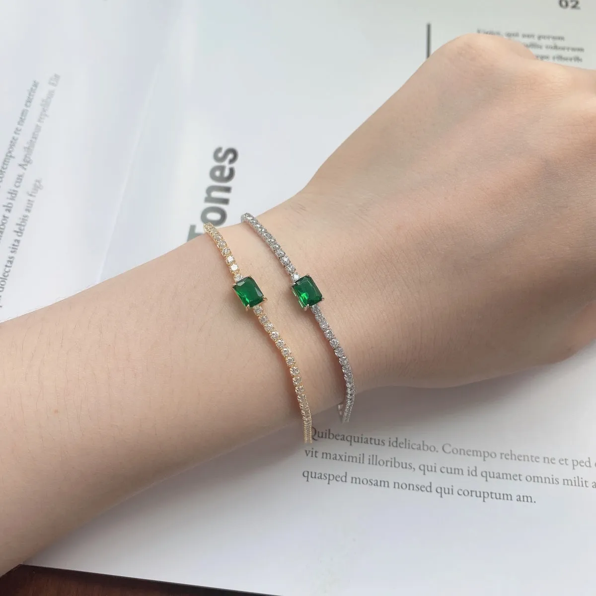 [Goodv]1.0 Carat Unique Emerald Cut Banquet Bracelet