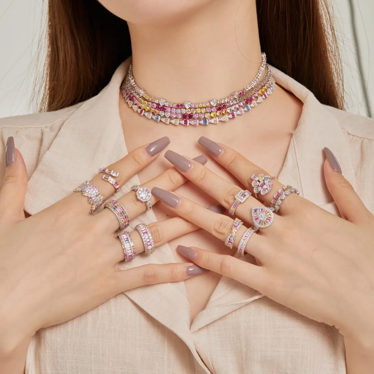 [Goodv]Dainty Colorful Radiant Cut Daily Ring