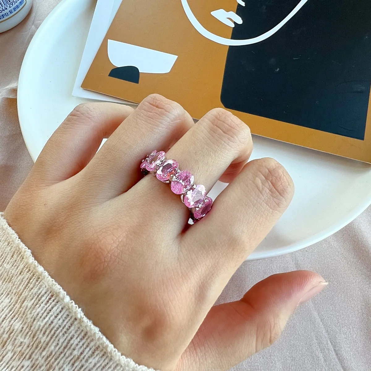 [Goodv]Dainty Elongated Cushion Cut Tennis Ring