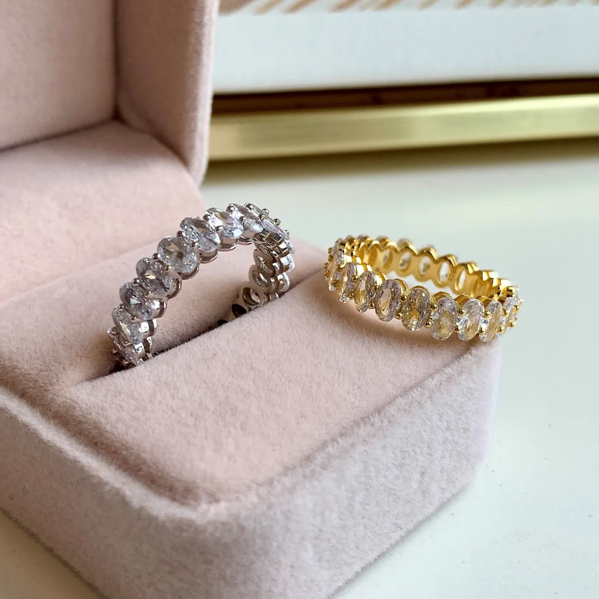[Goodv]Ornate Oval Cut Tennis Ring