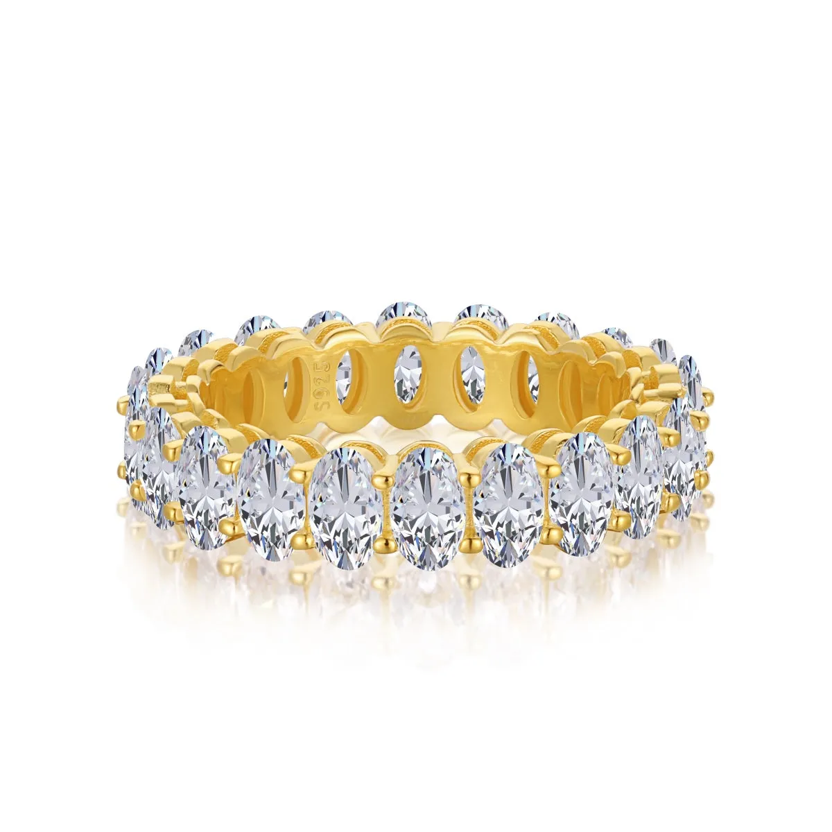[Goodv]Ornate Oval Cut Tennis Ring