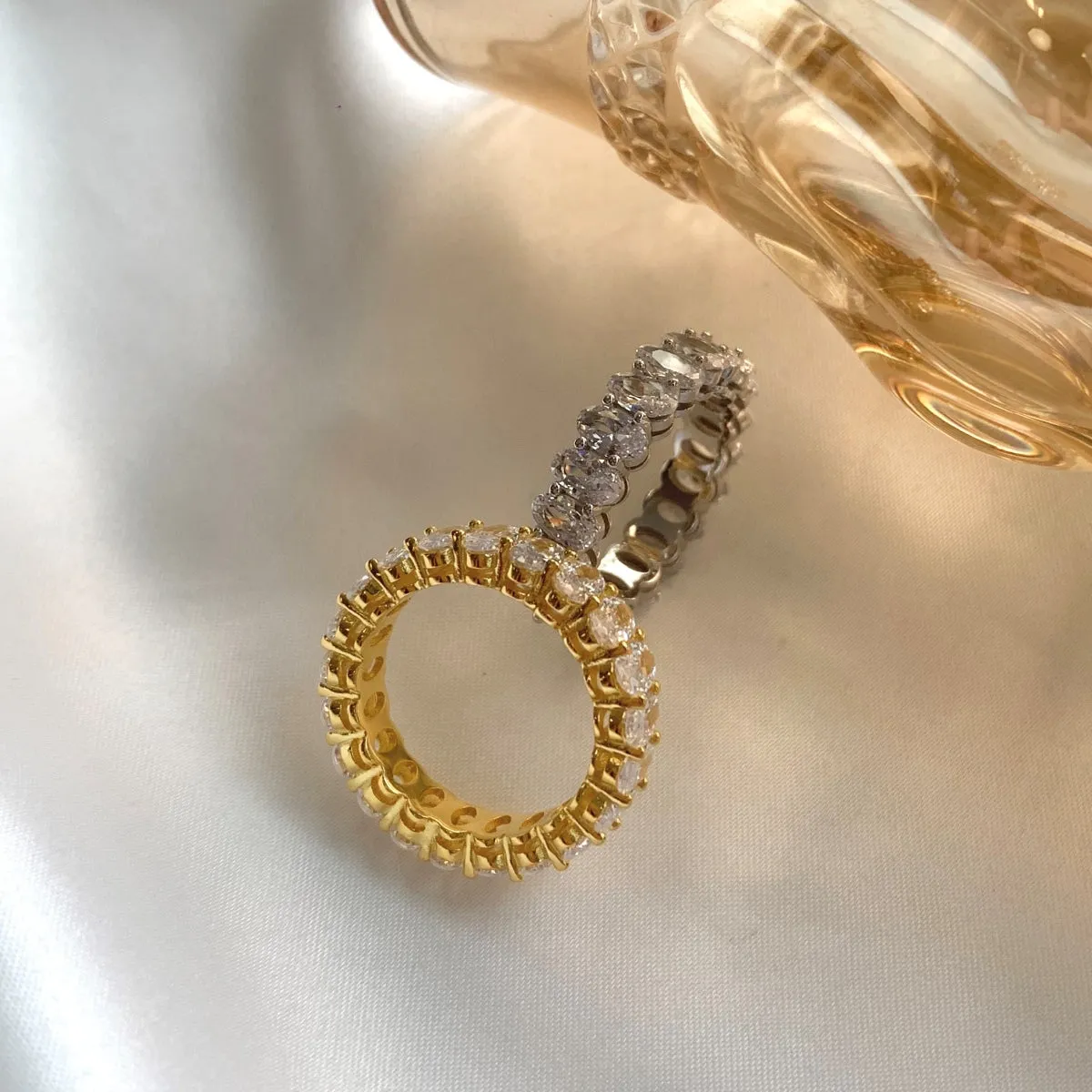 [Goodv]Ornate Oval Cut Tennis Ring