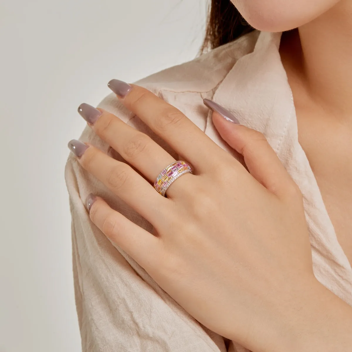 [Goodv]Radiant Colorful Radiant Cut Daily Ring