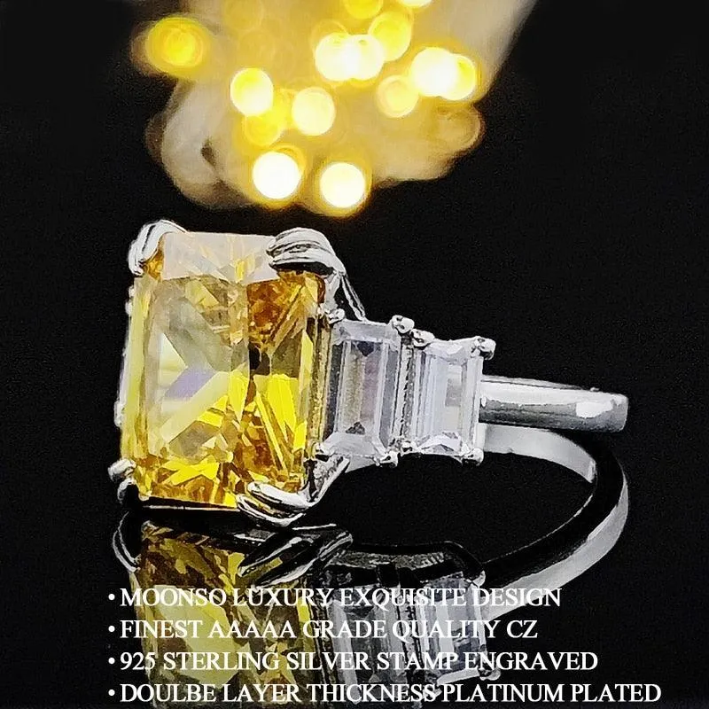 Gorgeous New Arrival Luxury Blue Yellow Color Rectangle AAA  CZ Diamonds Fashion Rings