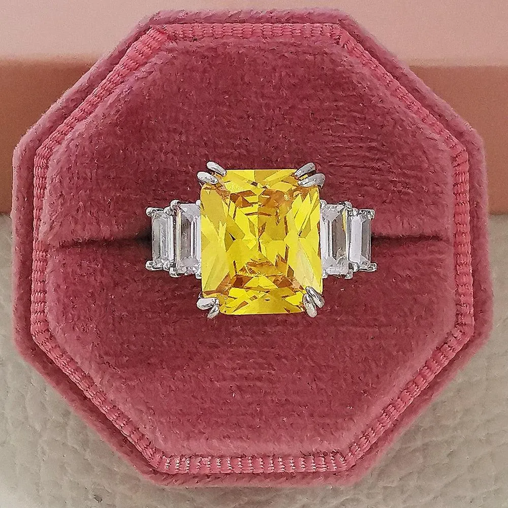 Gorgeous New Arrival Luxury Blue Yellow Color Rectangle AAA  CZ Diamonds Fashion Rings
