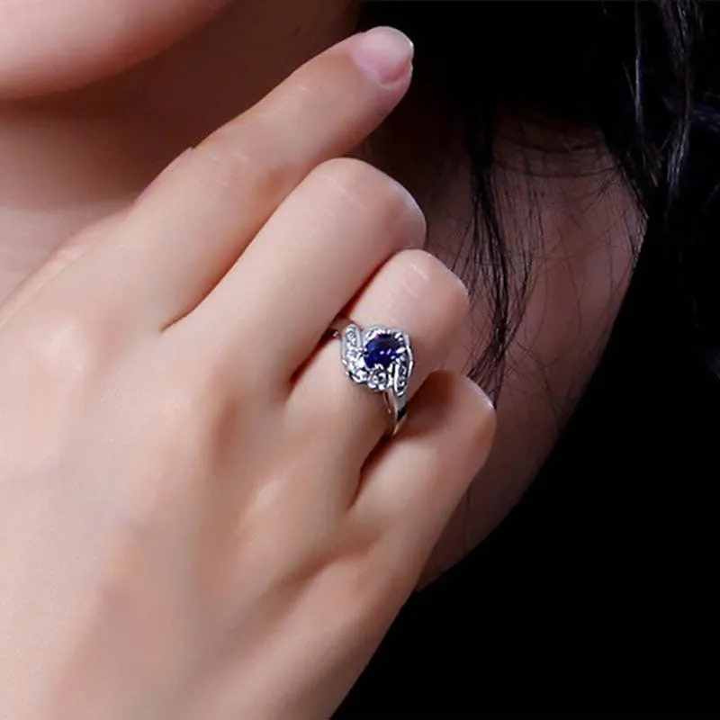 Graceful Luxury Geometry Blue Oval AAAA Lab Sapphire Gemstone New Design Ring