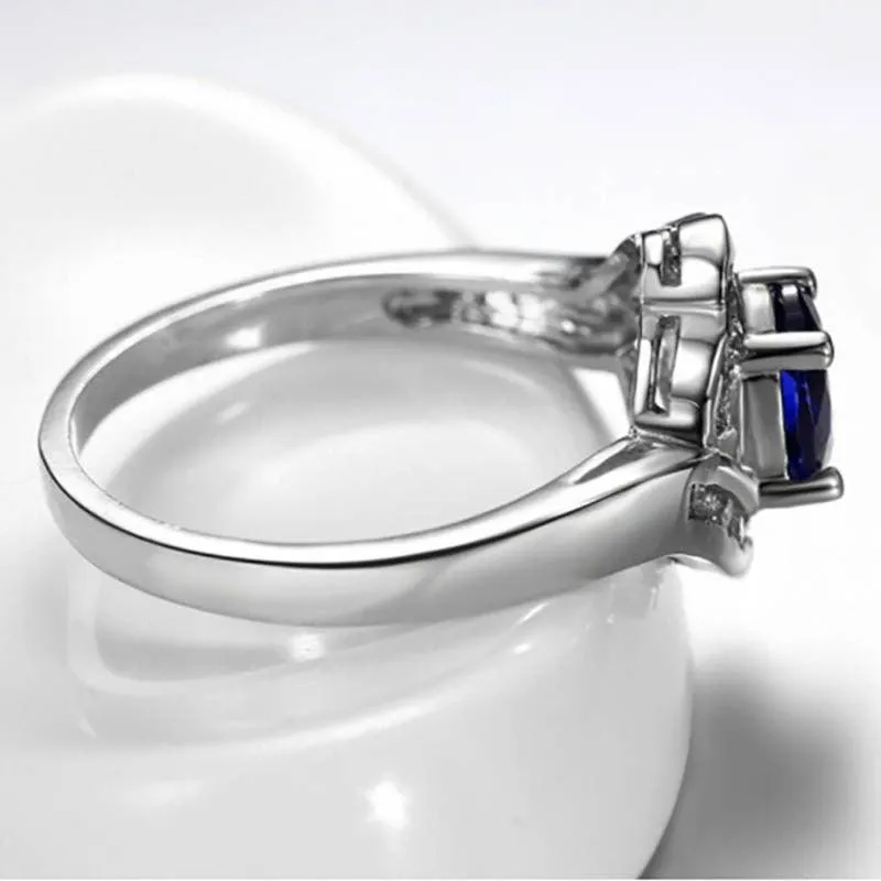 Graceful Luxury Geometry Blue Oval AAAA Lab Sapphire Gemstone New Design Ring