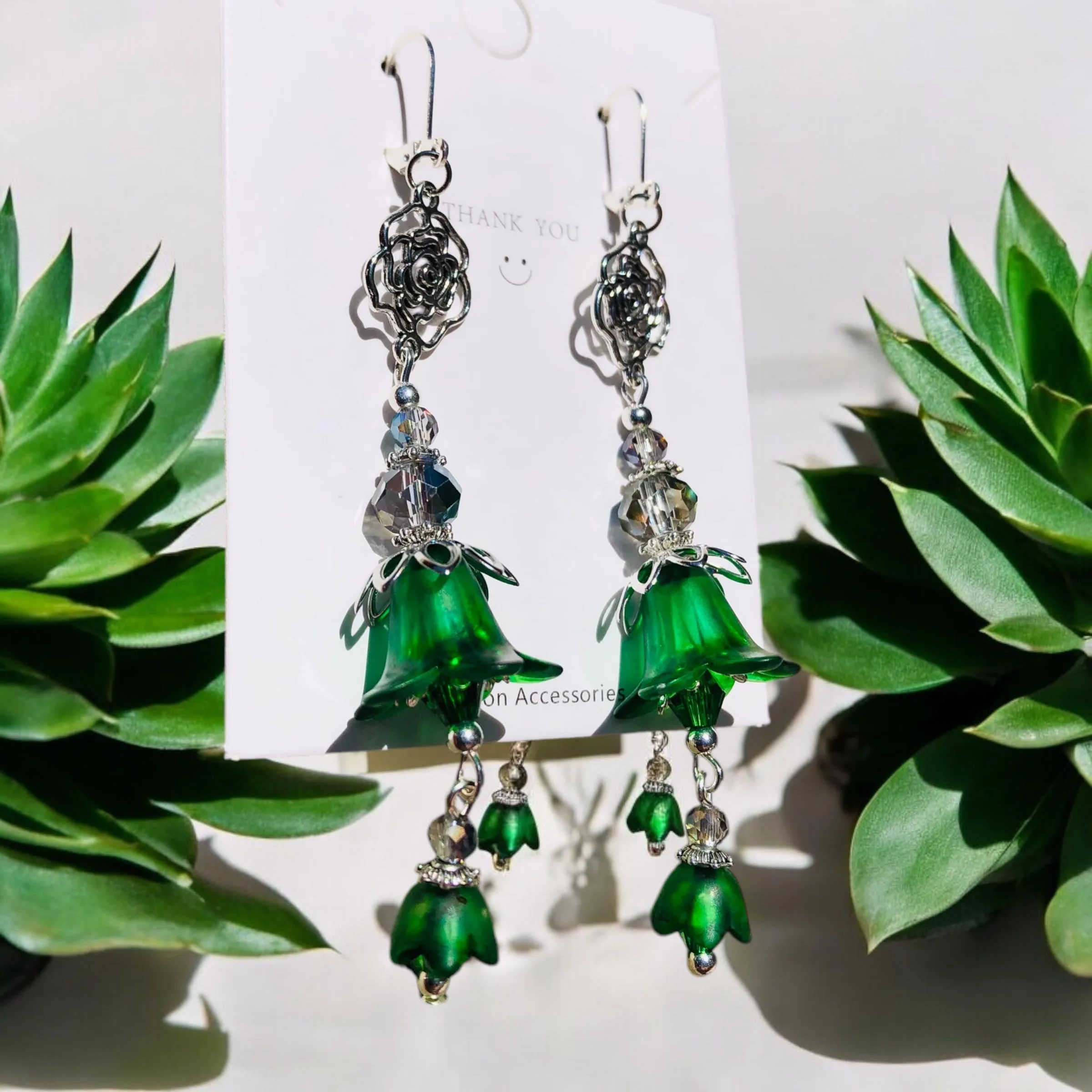 Green Sun Bohemian Bloom Earrings