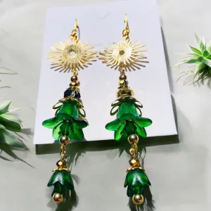Green Sun Bohemian Bloom Earrings