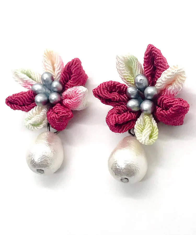 Hakubai Chirimen Japanese Earrings / High Quality Surgical Steel Earrings