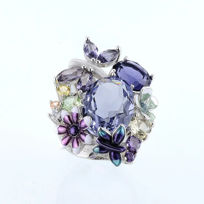 Handmade Fashion Design Elegant Butterfly Flower Rings for Women